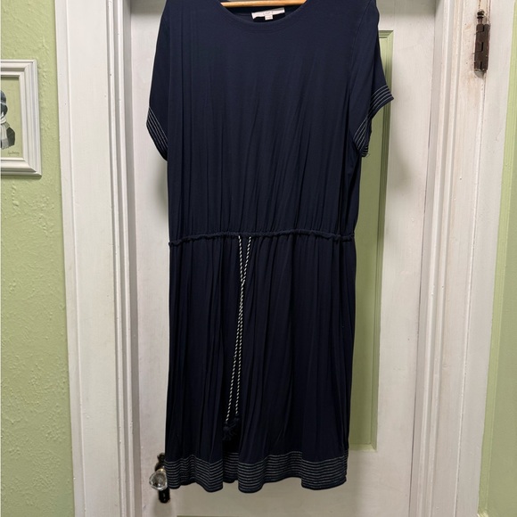 LOFT Navy Blue Mini Dress with Tie Waist - Picture 2 of 6